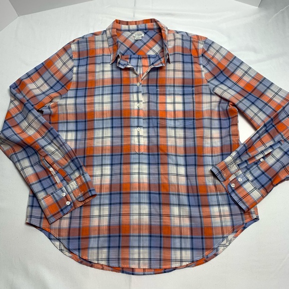🛑SOLD🛑J CREW Women’s XL Gingham Shirt Plaid - Picture 1 of 6